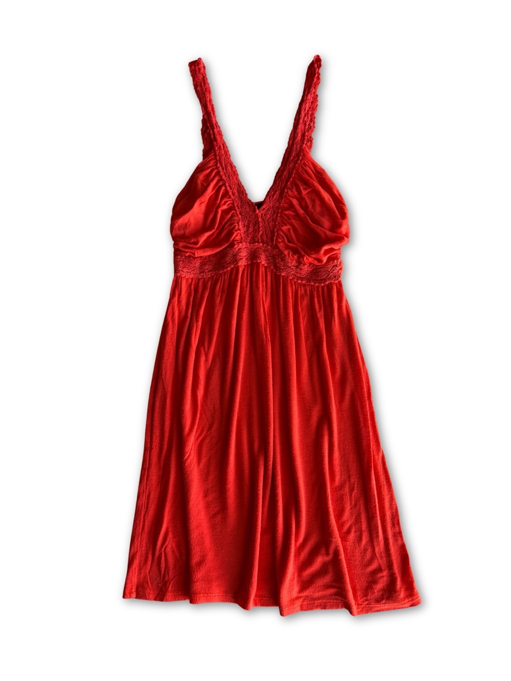 Wet Seal 2000s Orange Lace Trim Baby Doll Cami Top